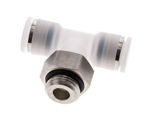 10mm x G3/8'' Inline Tee Push-in Fitting with Male Threads PA/Stainless Steel EPDM FDA Rotatable