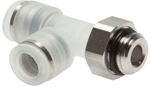 8mm x G1/4'' Right Angle Tee Push-in Fitting with Male Threads PA/Stainless Steel EPDM FDA Rotatable