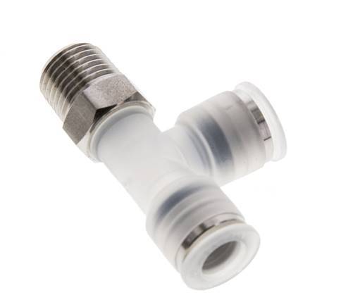 8mm x R1/4'' Right Angle Tee Push-in Fitting with Male Threads PA/Stainless Steel EPDM FDA Rotatable
