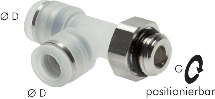 4mm x G1/4'' Right Angle Tee Push-in Fitting with Male Threads PA/Stainless Steel EPDM FDA Rotatable