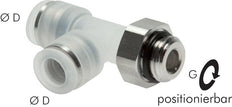 4mm x G1/4'' Right Angle Tee Push-in Fitting with Male Threads PA/Stainless Steel EPDM FDA Rotatable