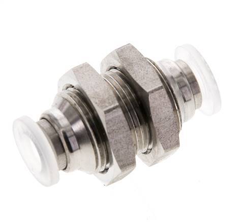 6mm Push-in Fitting Stainless Steel/PA EPDM/PTFE Bulkhead