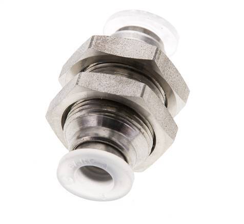 6mm Push-in Fitting Stainless Steel/PA EPDM/PTFE Bulkhead