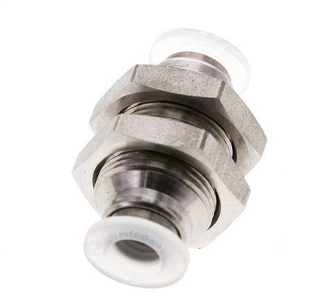 6mm Push-in Fitting Stainless Steel/PA EPDM/PTFE Bulkhead