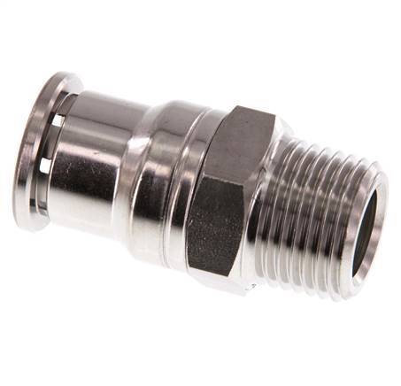 16mm x R1/2'' Push-in Fitting with Male Threads Stainless Steel FKM