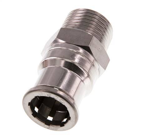 16mm x R1/2'' Push-in Fitting with Male Threads Stainless Steel FKM