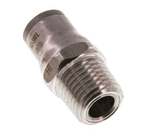 8mm x 1/4'' NPT Push-in Fitting with Male Threads Stainless Steel FKM