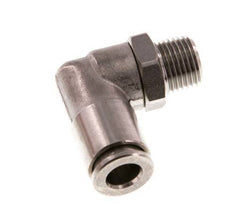 6mm x R1/8'' 90deg Elbow Push-in Fitting with Male Threads Stainless Steel FKM Rotatable
