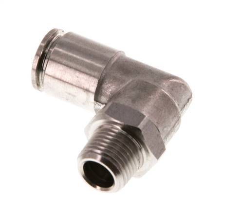 6mm x R1/8'' 90deg Elbow Push-in Fitting with Male Threads Stainless Steel FKM Rotatable