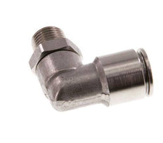 8mm x R1/8'' 90deg Elbow Push-in Fitting with Male Threads Stainless Steel FKM Rotatable