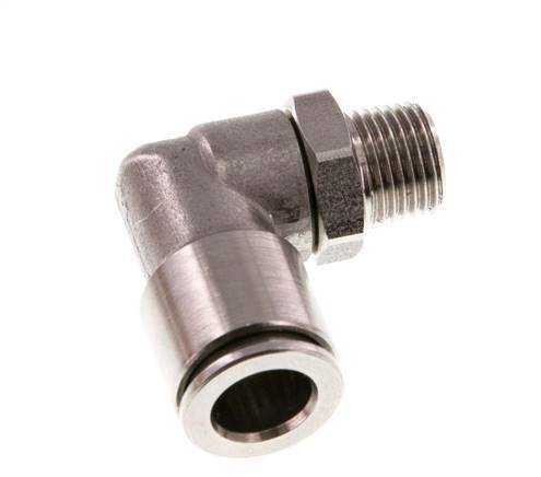 8mm x R1/8'' 90deg Elbow Push-in Fitting with Male Threads Stainless Steel FKM Rotatable