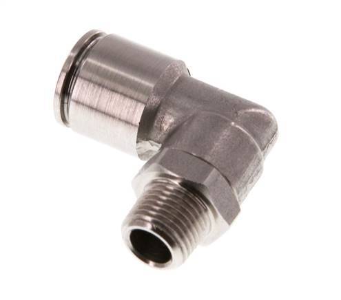 8mm x R1/8'' 90deg Elbow Push-in Fitting with Male Threads Stainless Steel FKM Rotatable