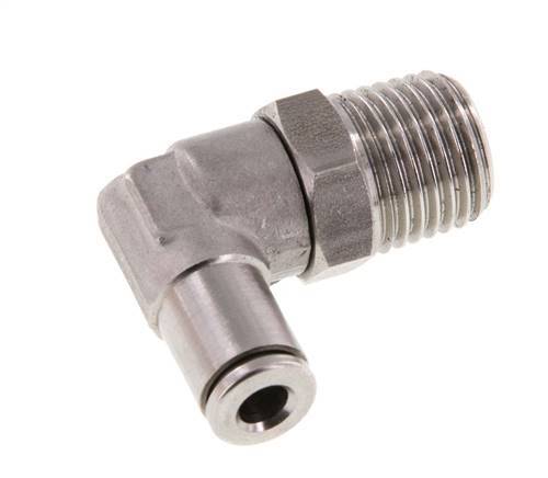 4mm x R1/4'' 90deg Elbow Push-in Fitting with Male Threads Stainless Steel FKM Rotatable