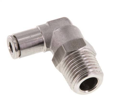 4mm x R1/4'' 90deg Elbow Push-in Fitting with Male Threads Stainless Steel FKM Rotatable