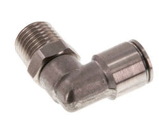 8mm x R1/4'' 90deg Elbow Push-in Fitting with Male Threads Stainless Steel FKM Rotatable