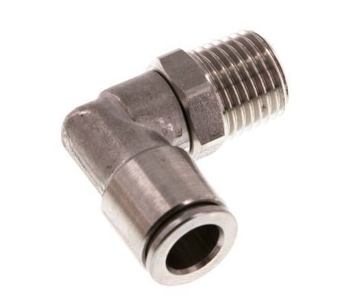 8mm x R1/4'' 90deg Elbow Push-in Fitting with Male Threads Stainless Steel FKM Rotatable