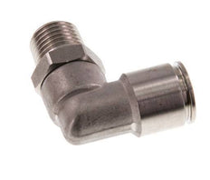 10mm x R1/4'' 90deg Elbow Push-in Fitting with Male Threads Stainless Steel FKM Rotatable