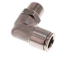 10mm x R1/4'' 90deg Elbow Push-in Fitting with Male Threads Stainless Steel FKM Rotatable