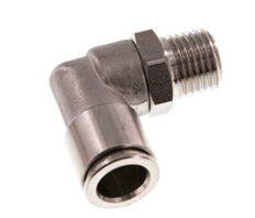 10mm x R1/4'' 90deg Elbow Push-in Fitting with Male Threads Stainless Steel FKM Rotatable
