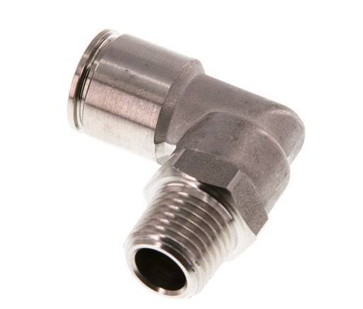 10mm x R1/4'' 90deg Elbow Push-in Fitting with Male Threads Stainless Steel FKM Rotatable