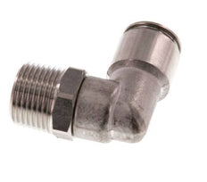 10mm x R3/8'' 90deg Elbow Push-in Fitting with Male Threads Stainless Steel FKM Rotatable