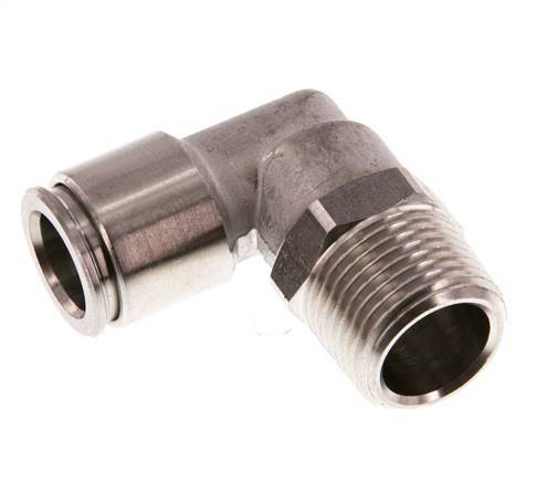 10mm x R3/8'' 90deg Elbow Push-in Fitting with Male Threads Stainless Steel FKM Rotatable
