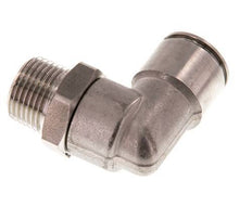12mm x R3/8'' 90deg Elbow Push-in Fitting with Male Threads Stainless Steel FKM Rotatable