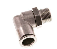 12mm x R3/8'' 90deg Elbow Push-in Fitting with Male Threads Stainless Steel FKM Rotatable