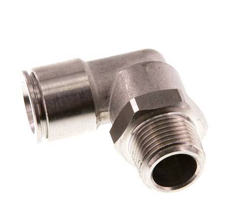 12mm x R3/8'' 90deg Elbow Push-in Fitting with Male Threads Stainless Steel FKM Rotatable