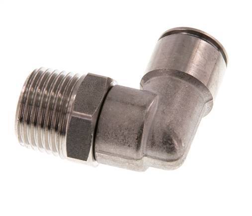 12mm x R1/2'' 90deg Elbow Push-in Fitting with Male Threads Stainless Steel FKM Rotatable
