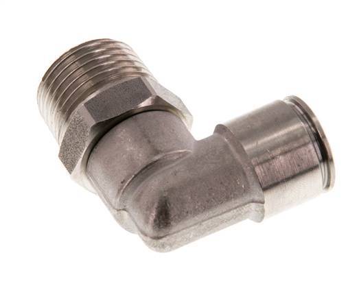 12mm x R1/2'' 90deg Elbow Push-in Fitting with Male Threads Stainless Steel FKM Rotatable
