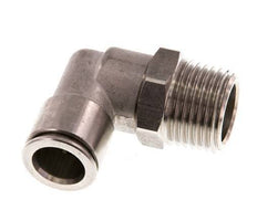 12mm x R1/2'' 90deg Elbow Push-in Fitting with Male Threads Stainless Steel FKM Rotatable