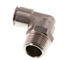 12mm x R1/2'' 90deg Elbow Push-in Fitting with Male Threads Stainless Steel FKM Rotatable