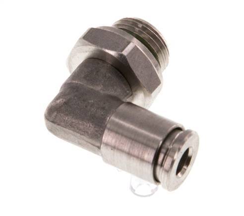 4mm x G1/8'' 90deg Elbow Push-in Fitting with Male Threads Stainless Steel FKM Rotatable