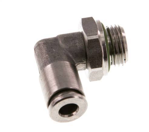 4mm x G1/8'' 90deg Elbow Push-in Fitting with Male Threads Stainless Steel FKM Rotatable