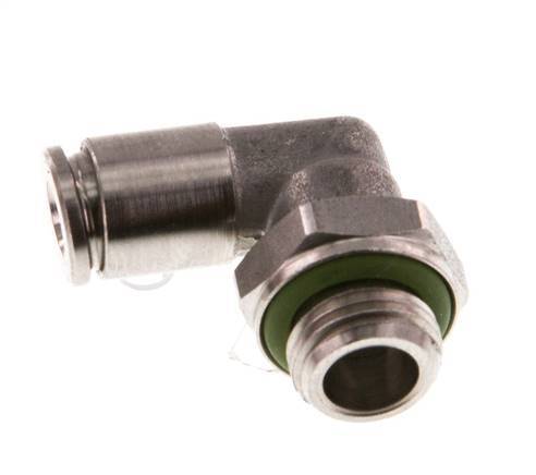 4mm x G1/8'' 90deg Elbow Push-in Fitting with Male Threads Stainless Steel FKM Rotatable