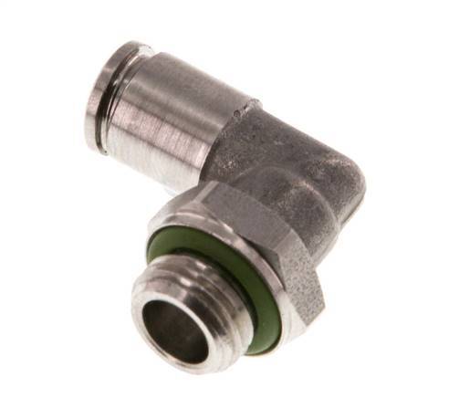 4mm x G1/8'' 90deg Elbow Push-in Fitting with Male Threads Stainless Steel FKM Rotatable