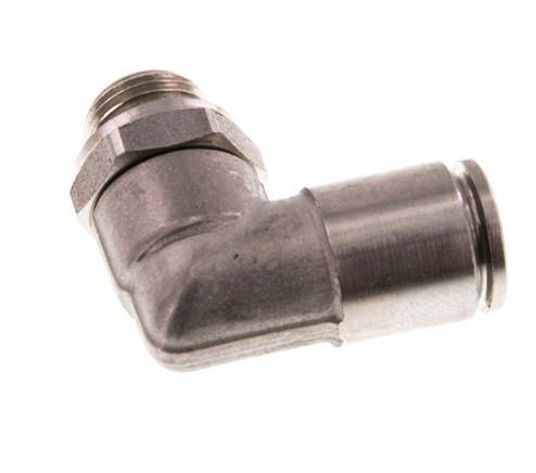 6mm x G1/8'' 90deg Elbow Push-in Fitting with Male Threads Stainless Steel FKM Rotatable