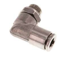 6mm x G1/8'' 90deg Elbow Push-in Fitting with Male Threads Stainless Steel FKM Rotatable