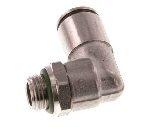 6mm x G1/8'' 90deg Elbow Push-in Fitting with Male Threads Stainless Steel FKM Rotatable