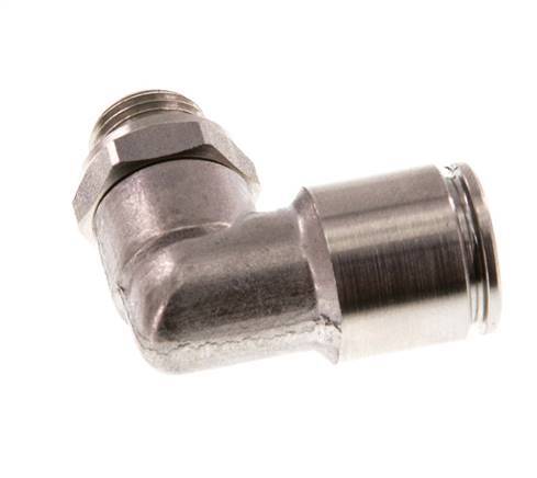 8mm x G1/8'' 90deg Elbow Push-in Fitting with Male Threads Stainless Steel FKM Rotatable