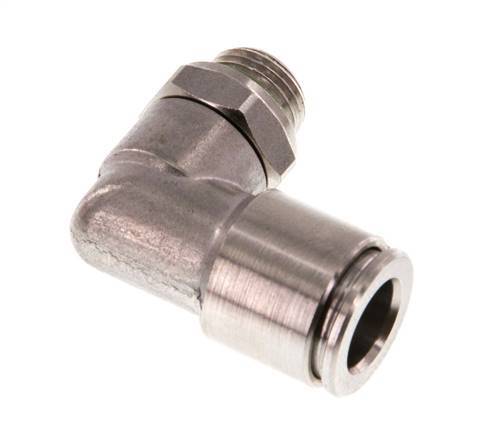 8mm x G1/8'' 90deg Elbow Push-in Fitting with Male Threads Stainless Steel FKM Rotatable
