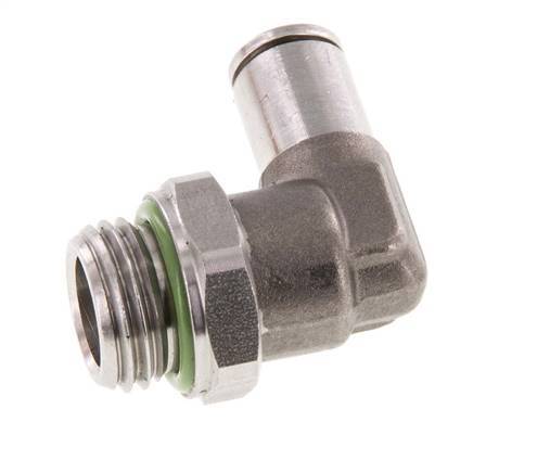 4mm x G1/4'' 90deg Elbow Push-in Fitting with Male Threads Stainless Steel FKM Rotatable