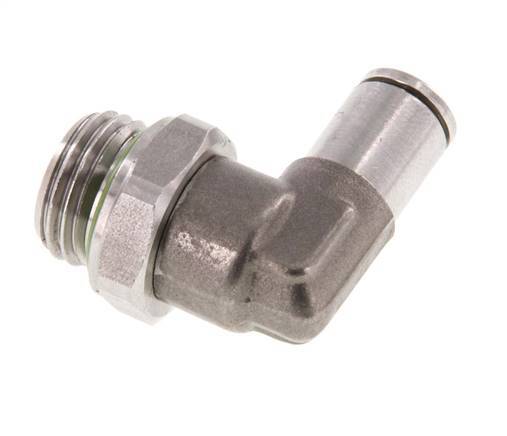 4mm x G1/4'' 90deg Elbow Push-in Fitting with Male Threads Stainless Steel FKM Rotatable
