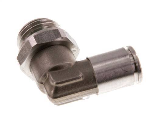 6mm x G1/4'' 90deg Elbow Push-in Fitting with Male Threads Stainless Steel FKM Rotatable