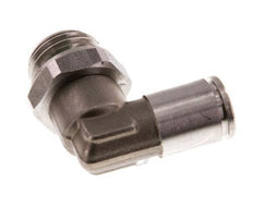 6mm x G1/4'' 90deg Elbow Push-in Fitting with Male Threads Stainless Steel FKM Rotatable