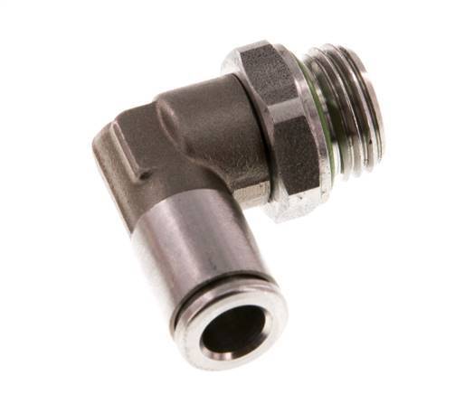 6mm x G1/4'' 90deg Elbow Push-in Fitting with Male Threads Stainless Steel FKM Rotatable