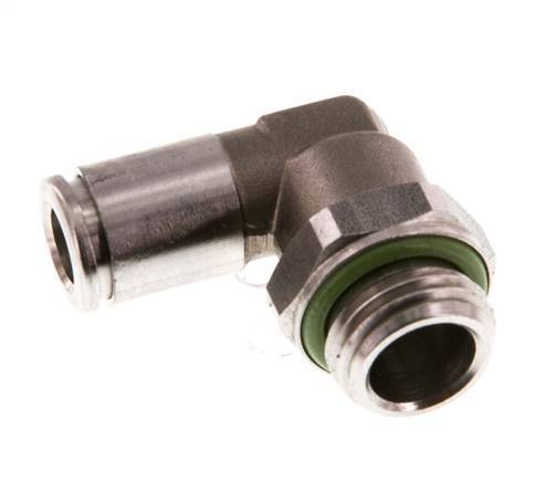 6mm x G1/4'' 90deg Elbow Push-in Fitting with Male Threads Stainless Steel FKM Rotatable
