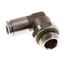 6mm x G1/4'' 90deg Elbow Push-in Fitting with Male Threads Stainless Steel FKM Rotatable
