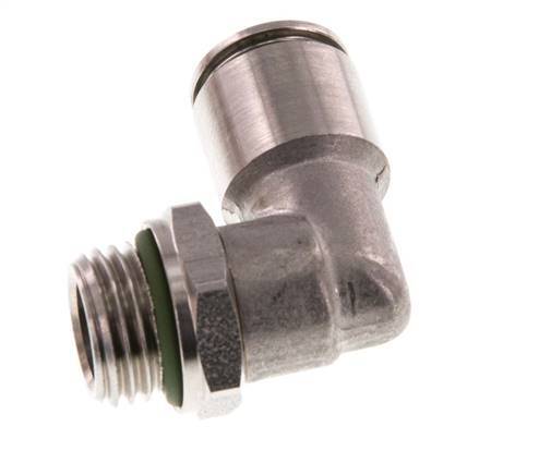 8mm x G1/4'' 90deg Elbow Push-in Fitting with Male Threads Stainless Steel FKM Rotatable